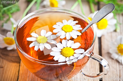 Image of cup of tea with chamomile flowers 