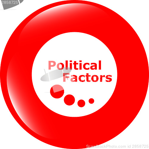 Image of political factors web button, icon isolated on white