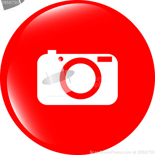 Image of Camera icon on round internet button original illustration