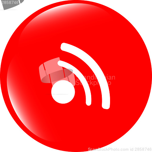 Image of glossy web button with RSS feed sign