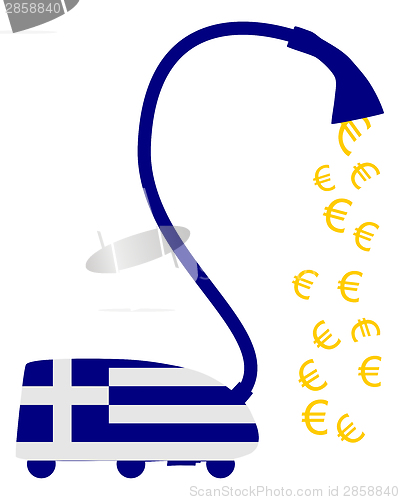 Image of Greek vacuum cleaner with european euros