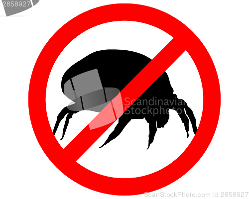 Image of The illustration of a prohibition sign for house dust mites