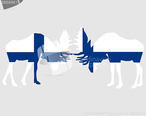 Image of Rutting moose in finnish flags