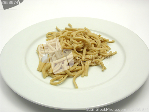 Image of Whole meal spaetzle on a white plate 
