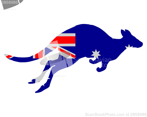Image of Flag of Australia with kangaroo