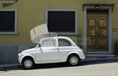 Image of White small vintage Fiat Abarth