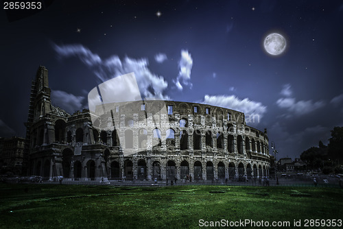 Image of The Colosseum in Rome. Night view