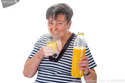 Image of Elderly woman with orange juice