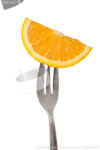 Image of Orange held by a fork