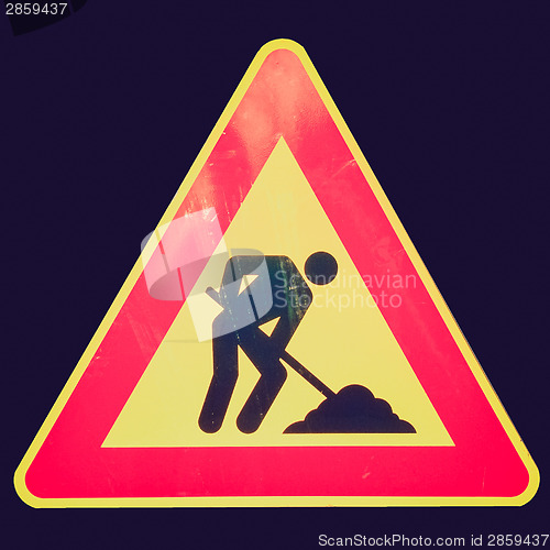 Image of Retro look Road work sign