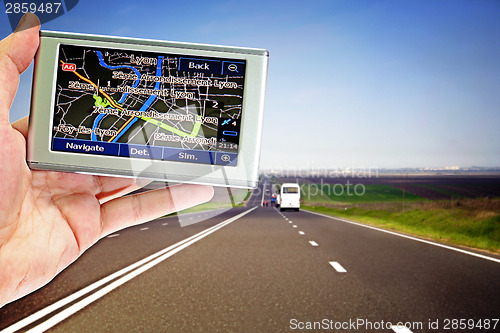 Image of  gps in a man hand.