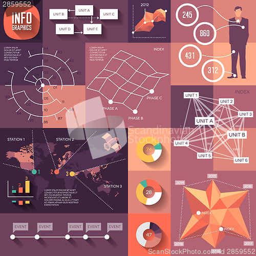 Image of Infographics of flat design with long shadows