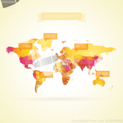 Image of World map with infographics elements