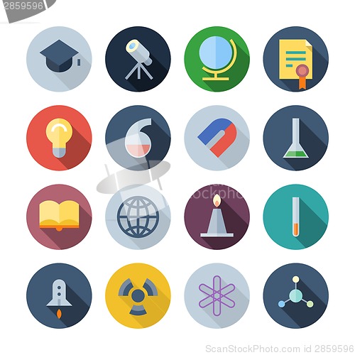 Image of Flat Design Icons For Science and Education