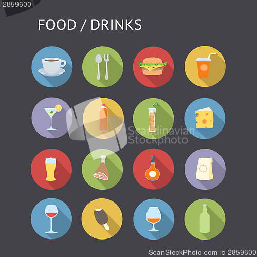 Image of Flat Icons For Food and Drinks