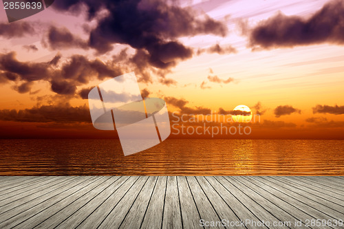 Image of wooden jetty sunset
