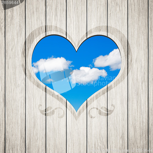 Image of wooden heart clouds