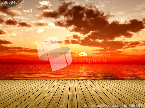 Image of wooden jetty sunset