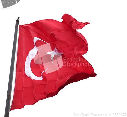 Image of Waving in wind flag of Turkey