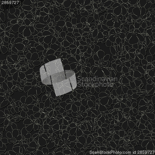 Image of Seamless monochrome pattern with flowers