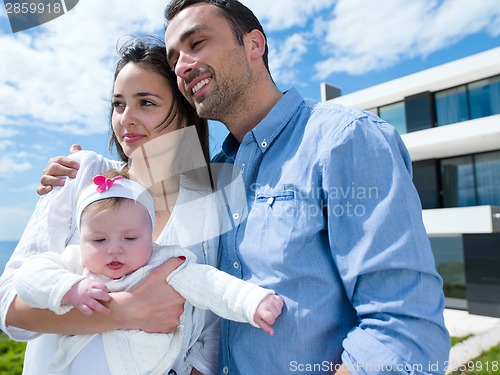 Image of happy young family at home