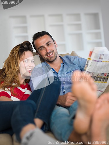 Image of relaxed young couple at home