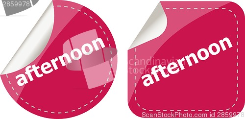 Image of afternoon word stickers set, icon button, business concept