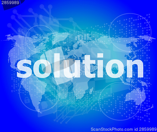 Image of The word solution on digital screen, business concept