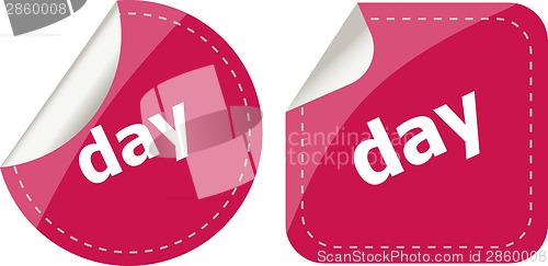 Image of day word stickers web button set, label, icon