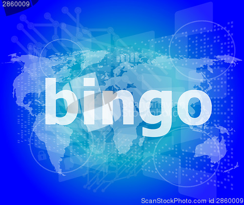 Image of bingo word on business digital touch screen