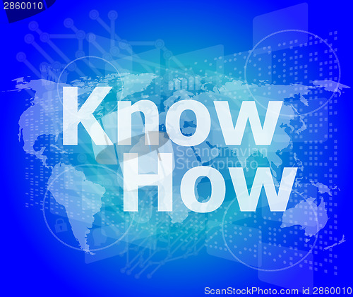 Image of The word know how on digital screen, social concept