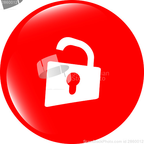 Image of Padlock icon web sign. Rounded button