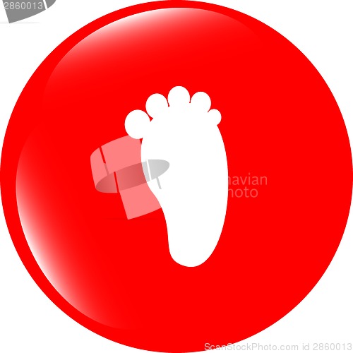 Image of footprint people circle web glossy button icon