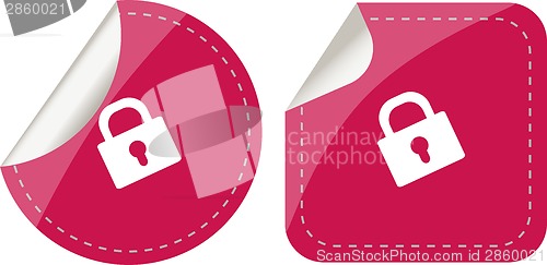 Image of stickers set isolated on white with padlock, security concept
