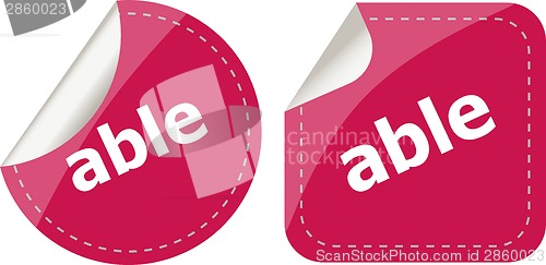 Image of able word stickers set icon button isolated on white