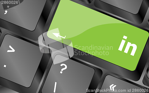 Image of in button on keyboard - business concept