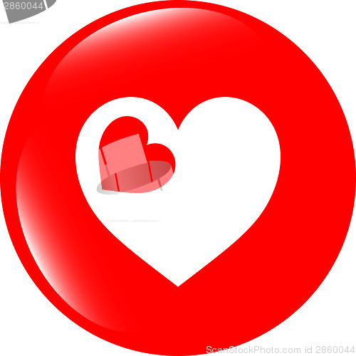 Image of Valentine heart sign, web button isolated on white