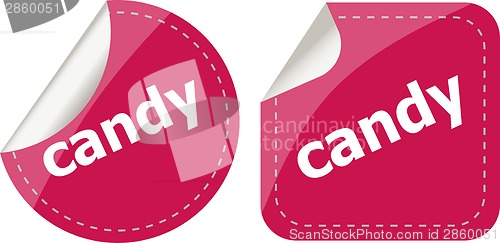 Image of candy word stickers set, web icon button