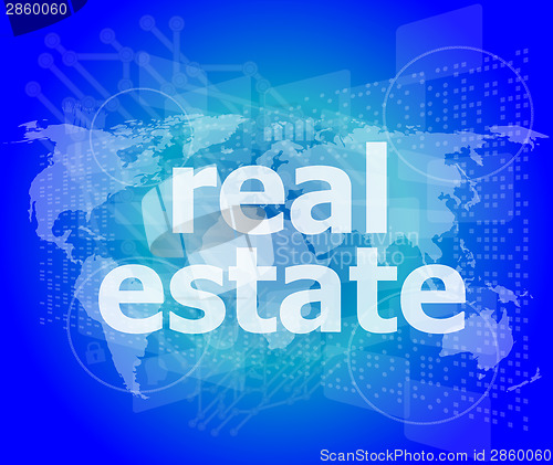 Image of real estate text on touch screen