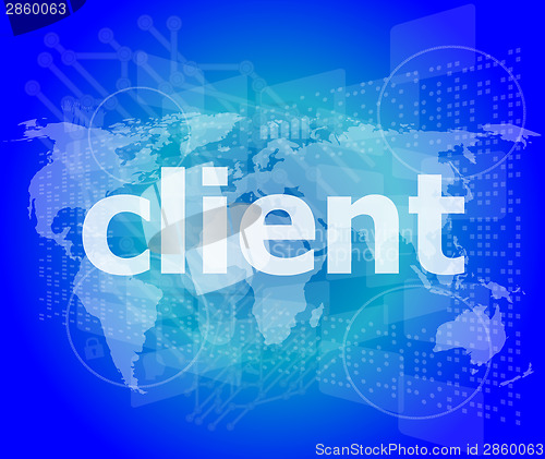 Image of SEO web design concept: client on business digital background