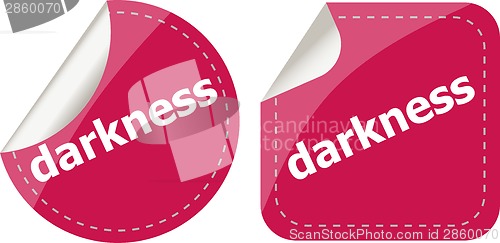 Image of darkness word stickers web button set, label, icon