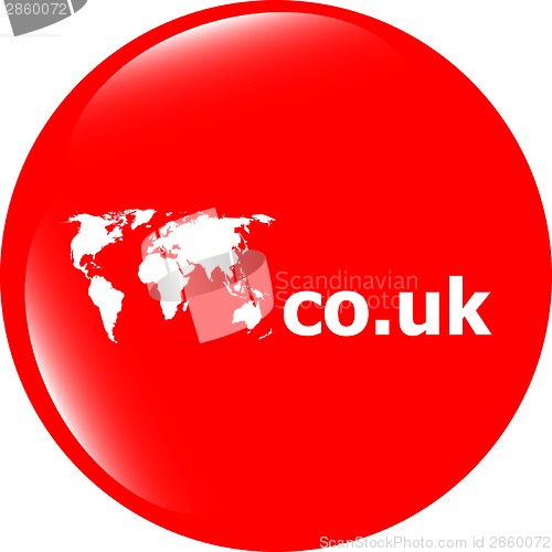 Image of Domain CO.UK sign icon. Top-level internet domain symbol with world map