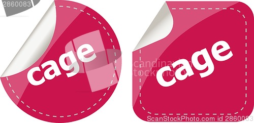 Image of cage word stickers set, web icon button