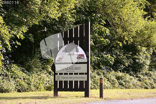 Image of Village sign for Lyndhurst in the New Forest, England
