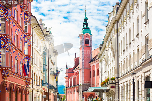 Image of Miklosic Street in Ljubljana, Slovenia.