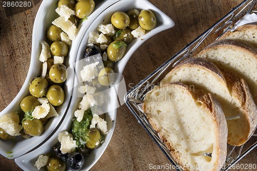 Image of olives with bread