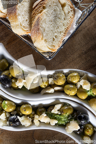 Image of olives with bread