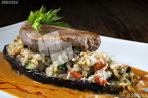 Image of beef with risotto