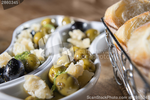 Image of olives with bread