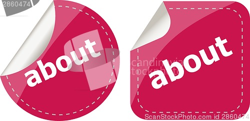Image of about stickers set icon button isolated on white